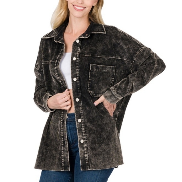 New Vintage Black Washed Shacket - Picture 2 of 2